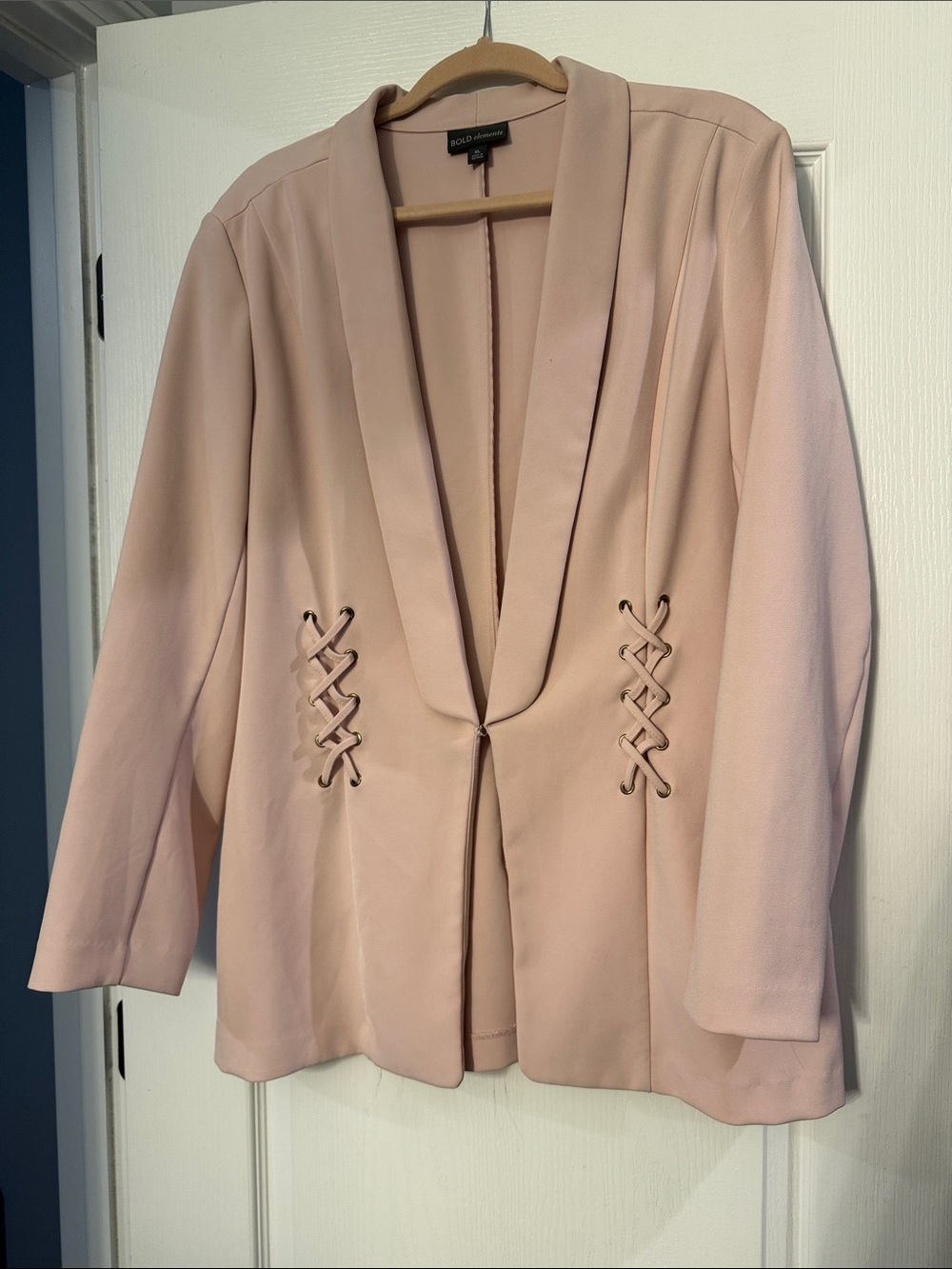 Bold Elements- Blush Lace-Up Open Blazer XL